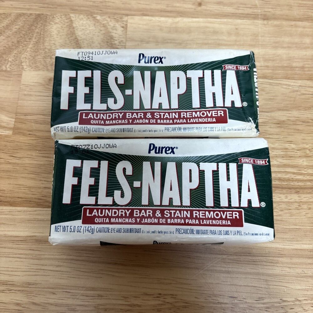 Purex Fels Naptha Laundry Soap Bar 5Oz Pack Of 2 Heavy Duty Stain Remover